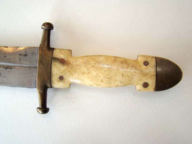 A 19th century bone handled Knife with its' original brass mounted leather sheath circa 1830-1860 — image 3